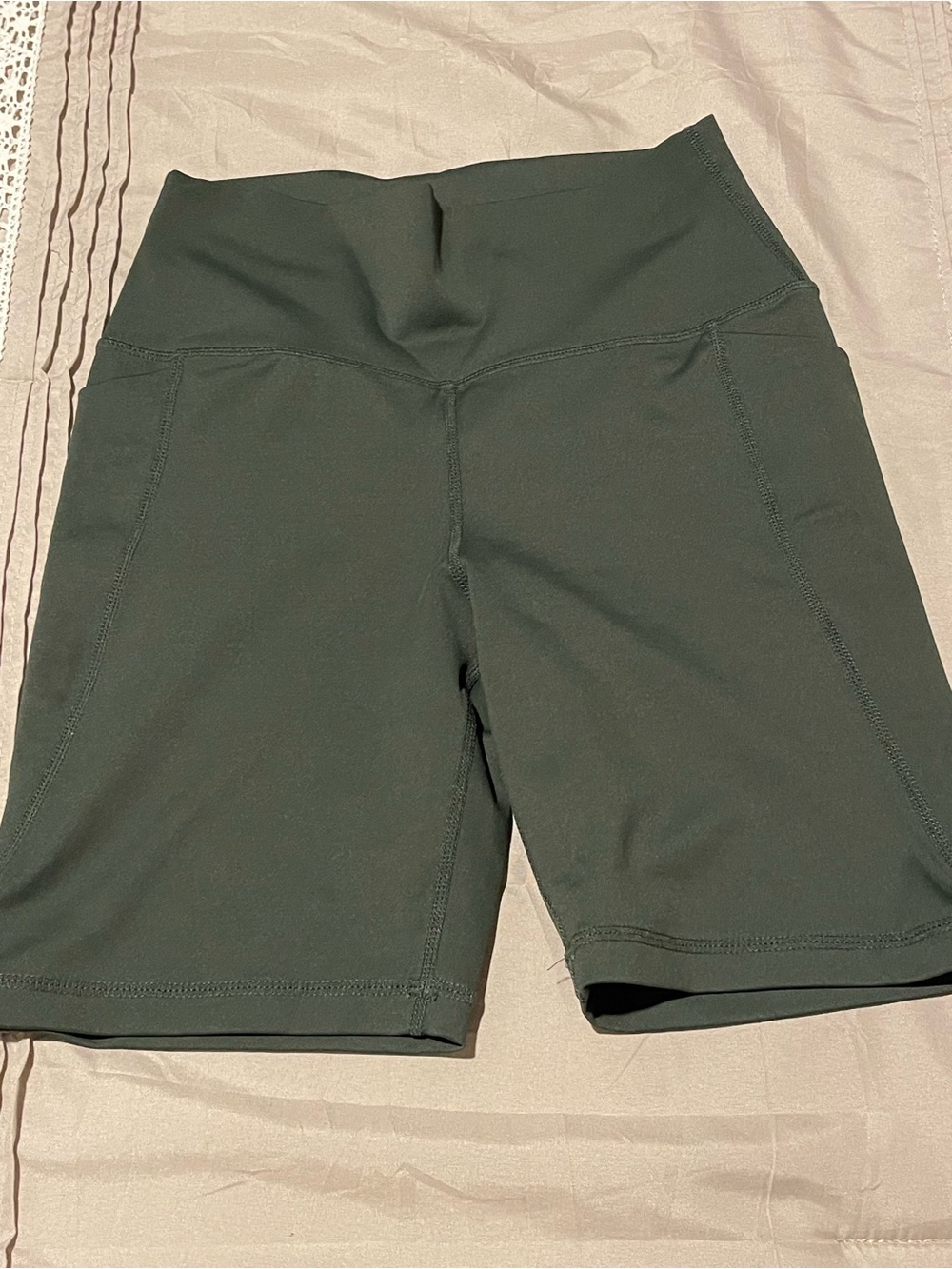 Senita Athletics High-Waist Bike Shorts in Dark Green